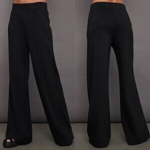 Carbon38 Black High Rise Interlock Pintuck Knit Wide Leg Pants